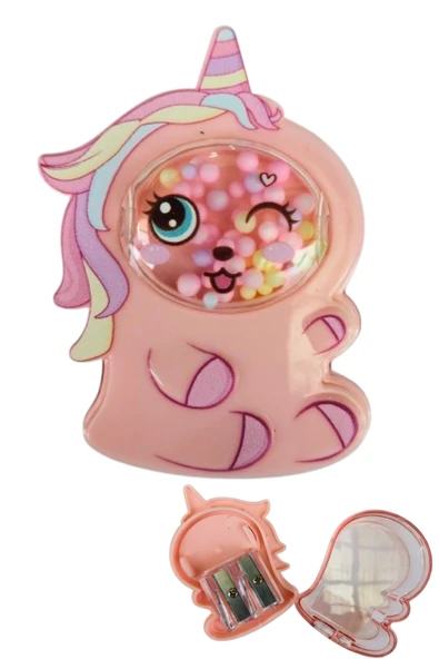 köpüklü unicorn figürlü çift bıçaklı kalemtraş hazneli 1 adet