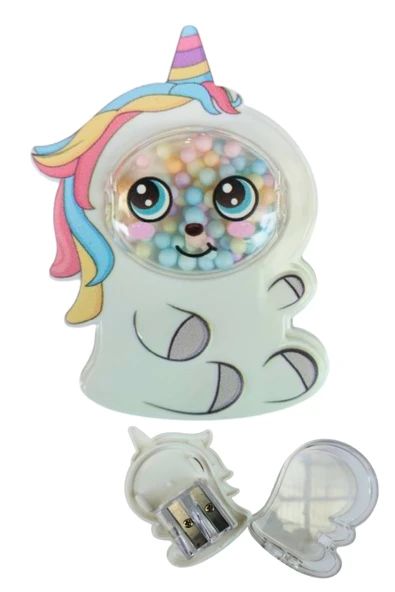 köpüklü unicorn figürlü çift bıçaklı kalemtraş hazneli 1 adet - 4