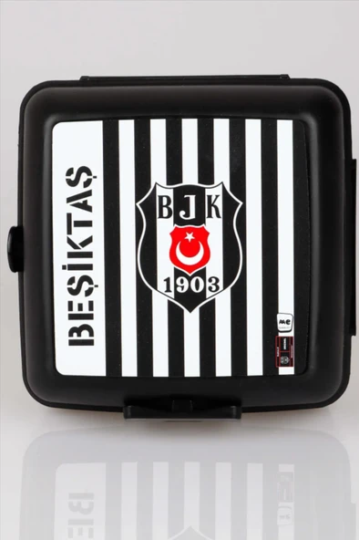 Beşiktaş Lisanslı Plastik Beslenme Kabı/Kutusu (Çizgili)