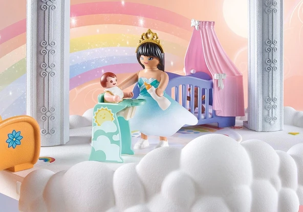 Playmobil Princess Magic 71360 Göksel Bebek Bulutu, Bulutlarda Büyülü Bebek Odası, Bebek Beşiği, Sallanan At, Oyuncak Ay - 3