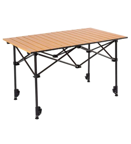 Falcon Katlanabilir Teleskopik Ayaklı Alüminyum Kamp Masası-(95x55x56-96cm) Ahşap Desen