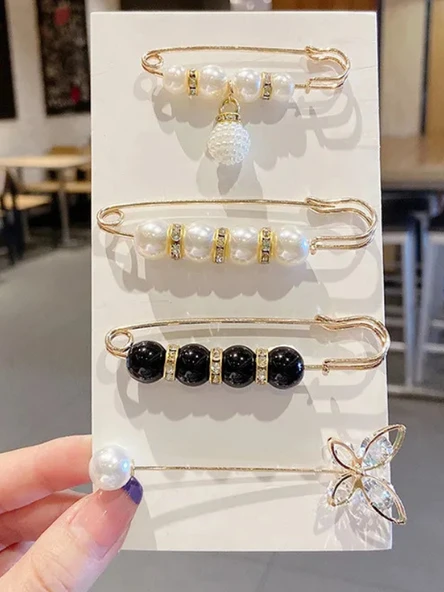 4'lü Set Pantolon Beli Daraltma Aparatı, Gold Renk, Pantolon Beli Daraltma Seti, Bel Daraltma İğnesi, İğne, Kemer