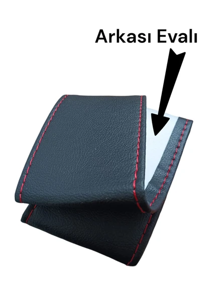 Direksiyon Kılıfı Deri Dikme Evalı Model Siyah Kırmızı 38-40 cm - 2