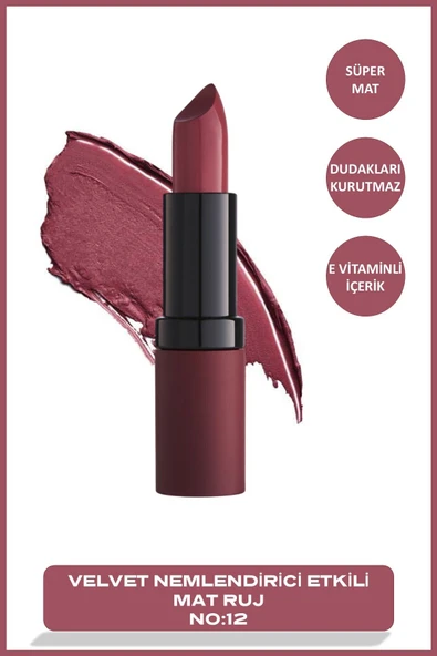 Velvet Matte Lipstick No: 12 Rose - Mat Ruj - 8691190466121