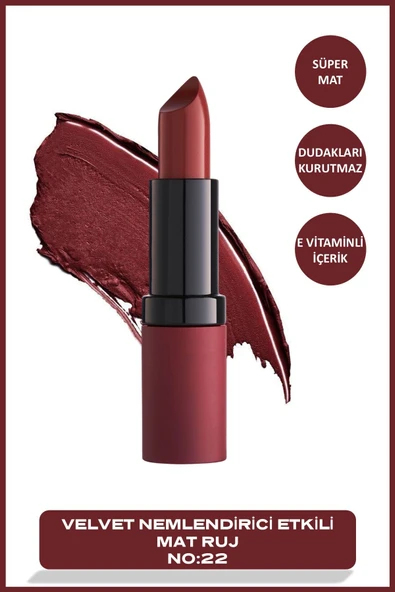 Velvet Matte Lipstick No: 22 Mid Brown - Mat Ruj - 8691190466220