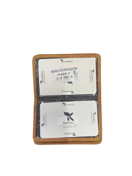 Karali Hakiki Deri Mikalı Oval Kartlık Crazy Taba K609-3 - 2