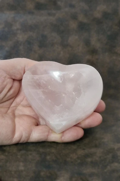 Doğal Pembe Kuvars Kalp Şeklinde Kase 30PKA