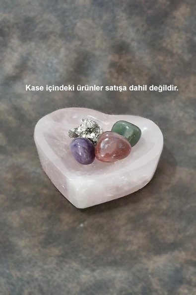 Doğal Pembe Kuvars Kalp Şeklinde Kase 30PKA - 4
