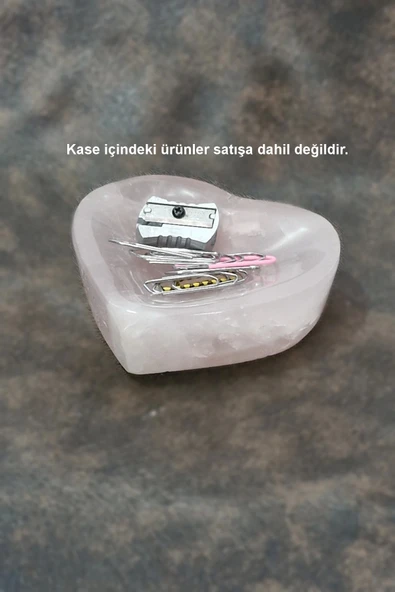 Doğal Pembe Kuvars Kalp Şeklinde Kase 30PKA - 5