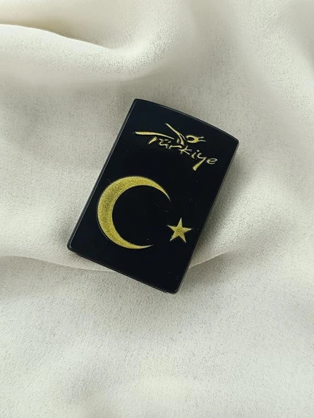Çakmak Pürmüz Ayarlanabilir Mavi Gazlı Doldurulabilir Ay Yıldız Çakmak - 2