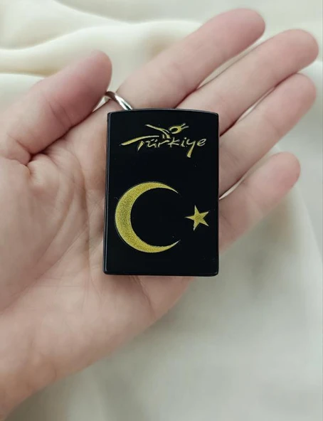 Çakmak Pürmüz Ayarlanabilir Mavi Gazlı Doldurulabilir Ay Yıldız Çakmak