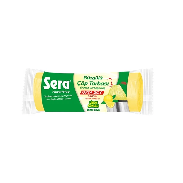 Sera Çöp Torbası Büzgülü Limon Kokulu Orta Boy 15 Li 55 x 60 Cm x 15 Paket - 2