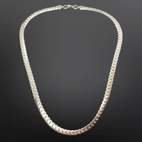 Zarif Gümüş Renk 60 cm Çelik Zincir Kolye - Modern ve Şık Tasarım ürün görseli 1