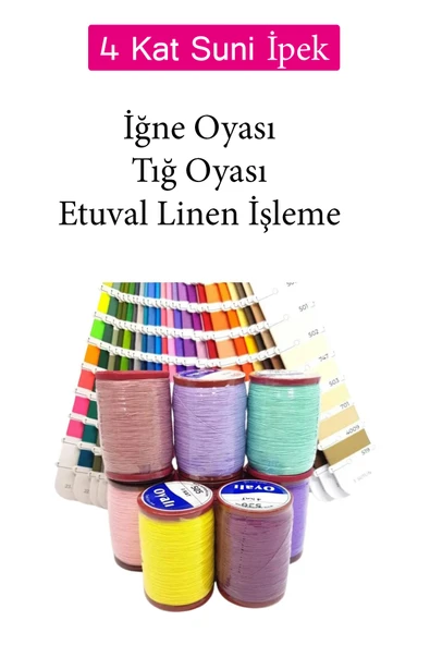 Oyalı 4 Kat Suni İpek İplik İğne Oyası Boncuk İpi Tığ Oyası No:530 - Resim 2