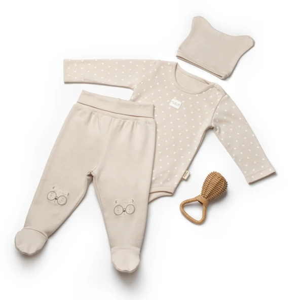 3'lü Takım ( Pantolon-Zıbın-Şapka ) 8113 Vizon