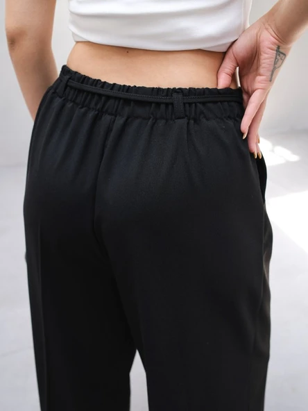 Lucky Life Kadın Beli̇ Lasti̇k Ve Bağcikli Geni̇ş Paça Pantolon