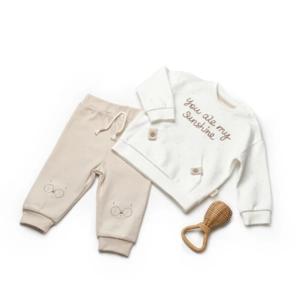 Sweatshirt & Pantolon Takım 8112 Vizon-Ekru