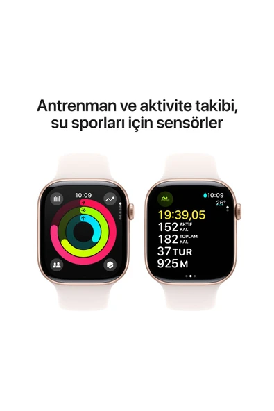 Apple Watch Series 10 GPS 42mm Roze Altın Sarısı Alüminyum Kasa + Bulut Pembesi Spor Kordon - S/M