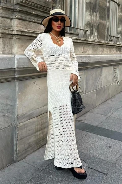 Lucky Life Kadın Detaylı İspanyol Kol Elbise - Resim 4