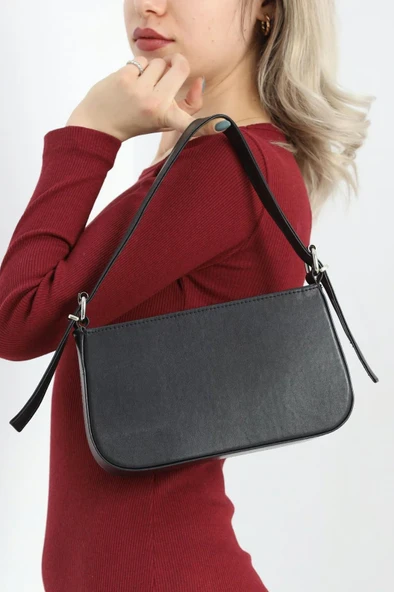 VELSE Suni Deri Bayan Omuz Çantası VS.BLKT.0285 - Resim 4