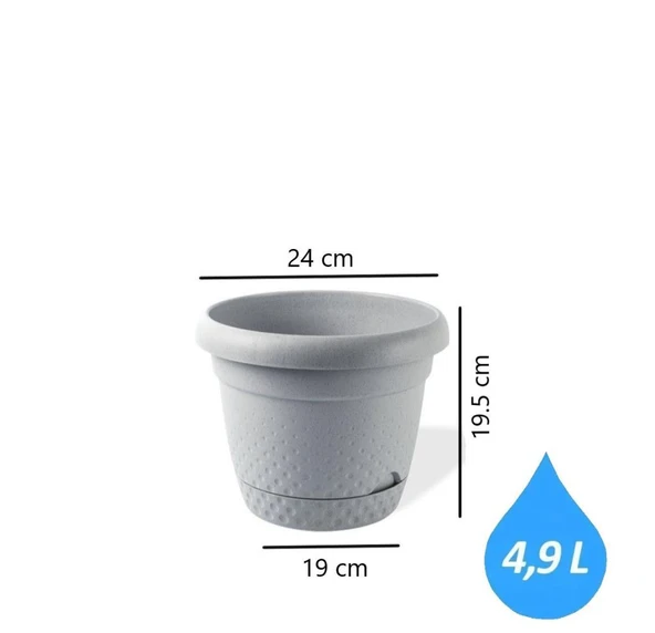 Omnipazar KRS-343 Dekoratif İnci Bitki Çiçek Saksı Takımı 4.9 Litre No 3 - Resim 2