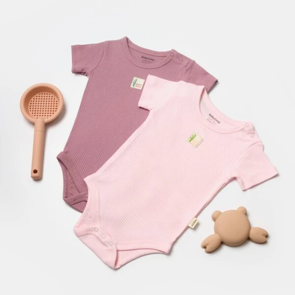 2'li Kısa Kollu Body Zıbın 9015 Gül - Pembe