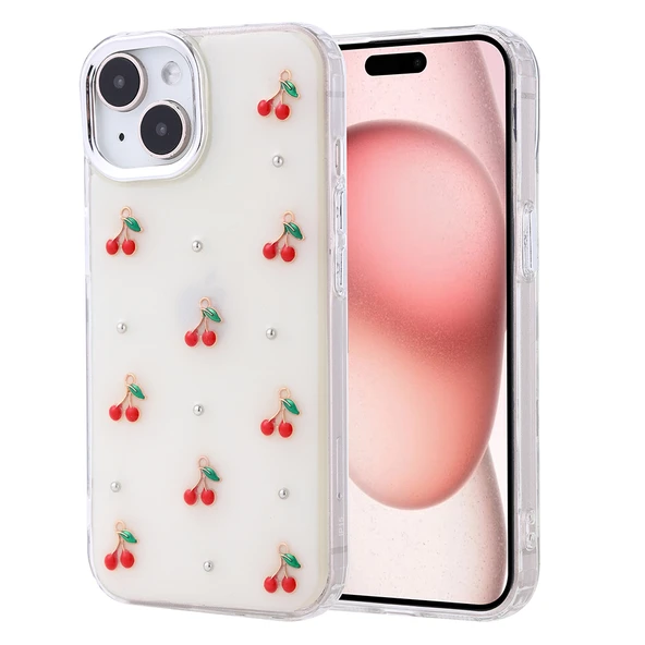 Apple iPhone 15 Kılıf Airbag Tasarımlı Simli Şeffaf Zore Kutup Kapak
