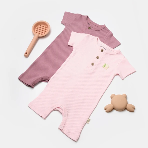 2'li Kısa Kollu Tulum 9036 Gül-Pembe