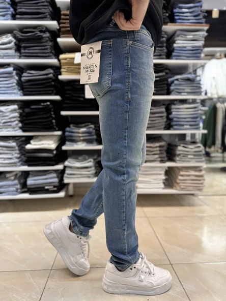 Yeşil Yıkamalı Mavi Slim Fit Jean 116CslMa - 3