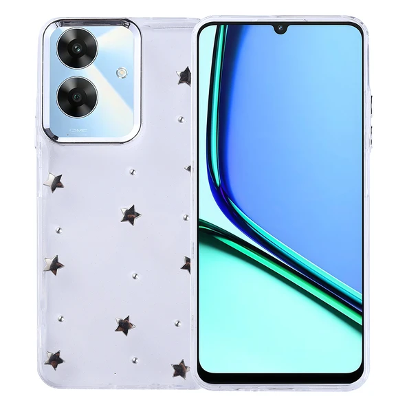 Realme Note 60 Kılıf Airbag Tasarımlı Simli Şeffaf Zore Kutup Kapak - 5