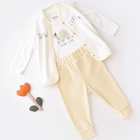 3'lü Kaplumbağa Kadife Yelek Takım 6023 Taş