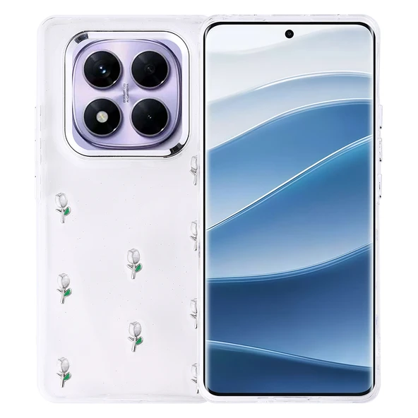 Xiaomi Redmi Note 14 Pro Plus Kılıf Airbag Tasarımlı Simli Şeffaf Zore Kutup Kapak - 4