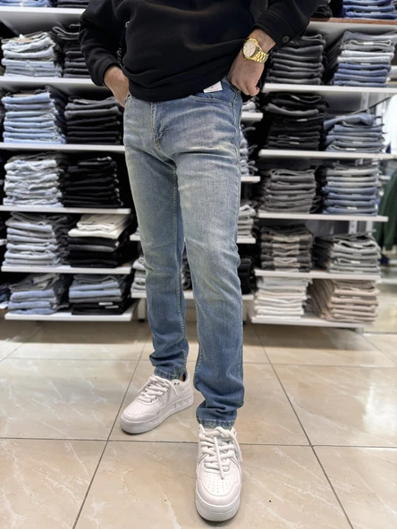 Yeşil Yıkamalı Mavi Slim Fit Jean 116CslMa