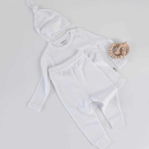 3'lü Takım Pantolon-Tişört-Şapka 21511 Beyaz