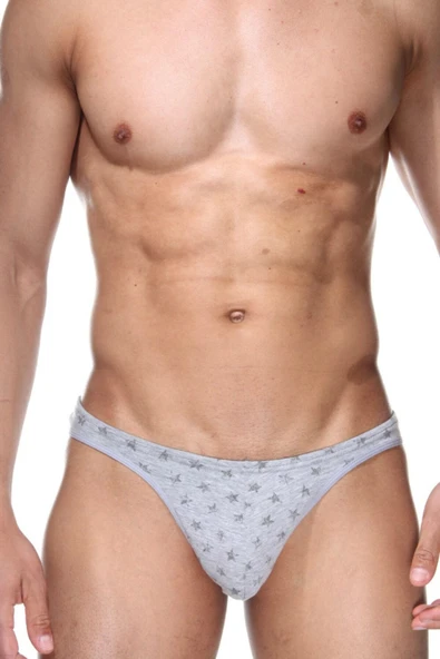 Erkek Yıldız Desenli Gri Tanga String 6627