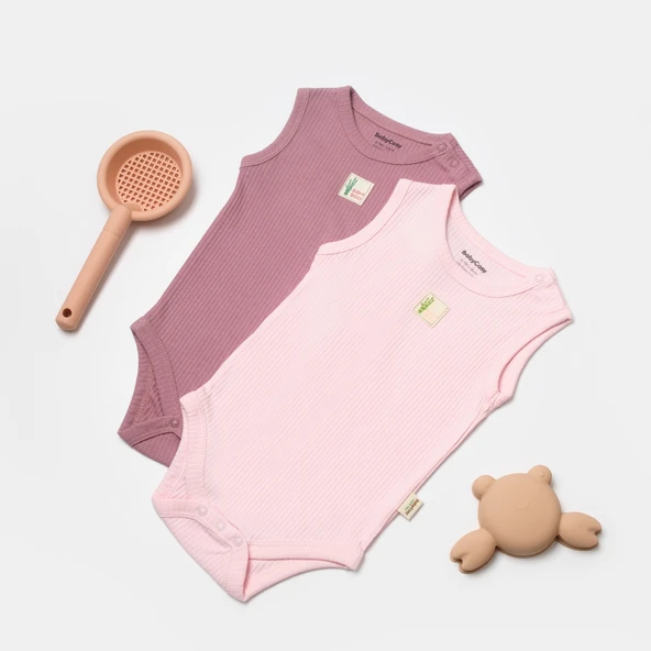 2'li Askılı Body Zıbın 9012 Gül - Pembe