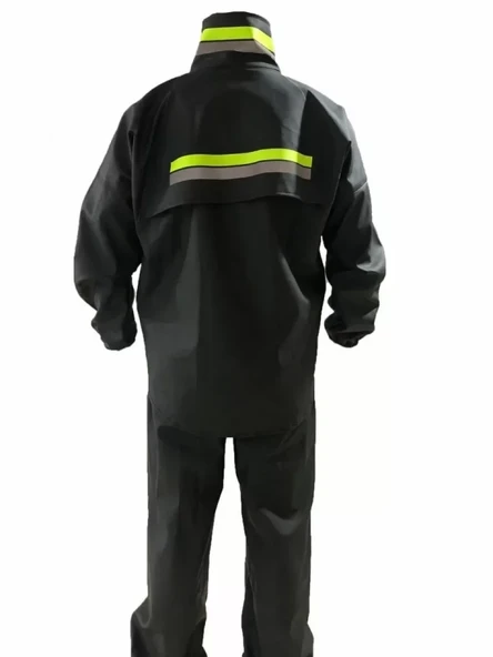 Lucky Life Unisex Tam Kalıp Motorcu Kurye Su Gecirmez Yağmurluk Takım - Siyah - 4