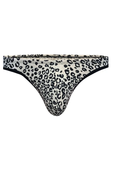 Leopar Desenli Krem Erkek Tanga 6637