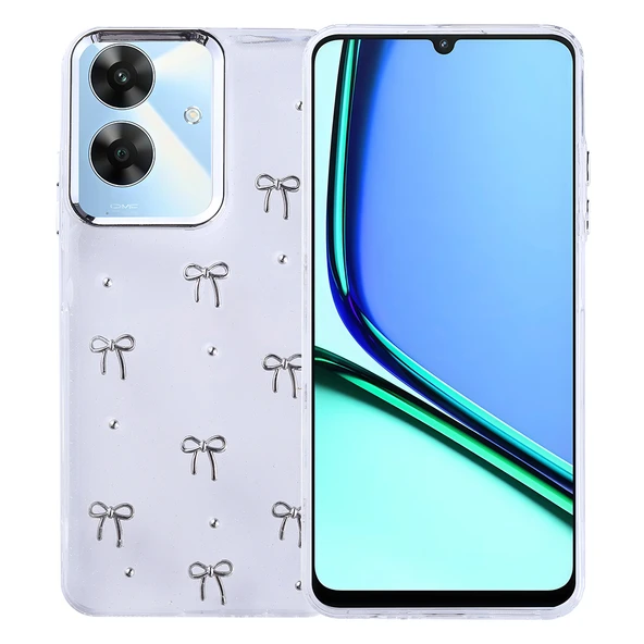 Realme Note 60 Kılıf Airbag Tasarımlı Simli Şeffaf Zore Kutup Kapak - 2