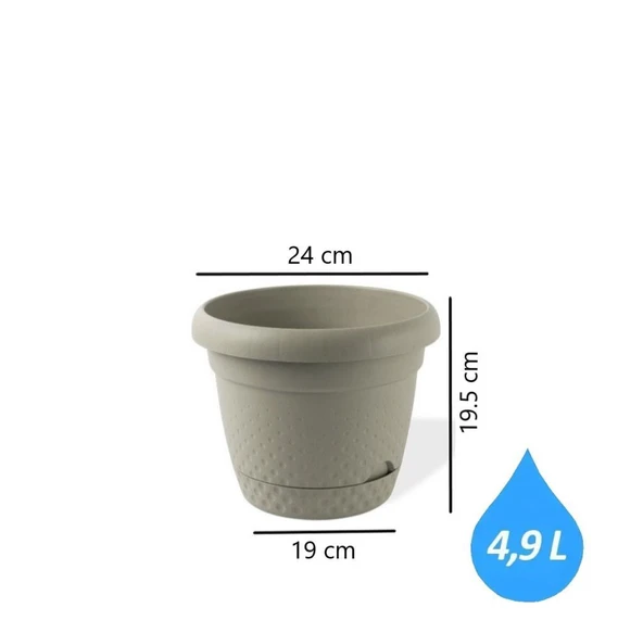 Omnipazar KRS-343 Dekoratif İnci Bitki Çiçek Saksı Takımı 4.9 Litre No 3 - Resim 6