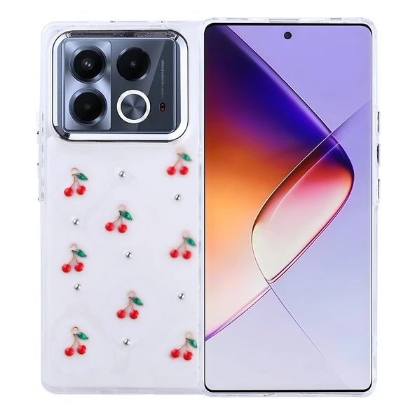 İnfinix Note 40 Pro Kılıf Airbag Tasarımlı Simli Şeffaf Zore Kutup Kapak - 3