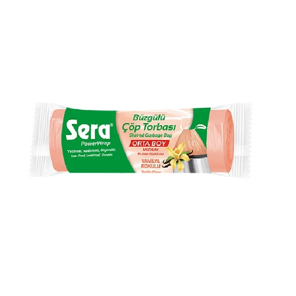 Sera Çöp Torbası Büzgülü Vanilya Kokulu Orta Boy 15 Li 55 x 60 Cm x 3 Paket - 2