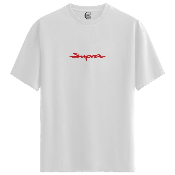 Red Supra - %100 Pamuklu Erkek Beyaz Tişört - Premium Quality - 1