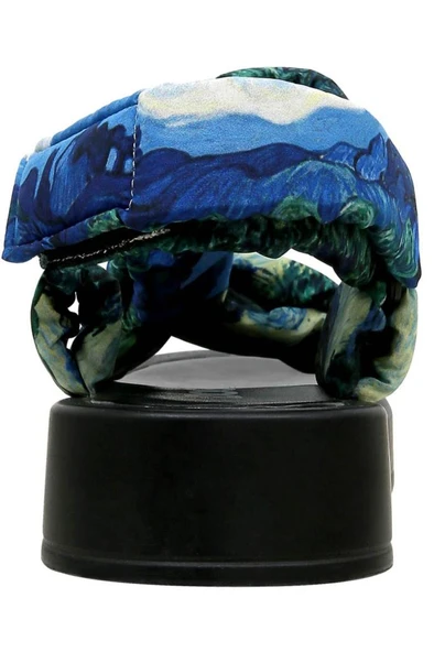 Kadın Vegan Deri Çok Renkli Kalın Taban Sandalet - Vincent van Gogh The Olive Trees Tasarım - 6