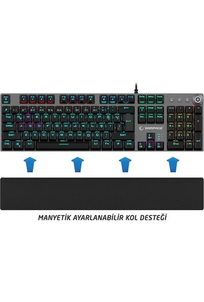 KB-R28 Blade Plus Tam Türkçe Kırmızı Switch Mekanik Klavye - Resim 2