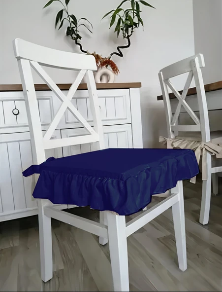 Fırfırlı Sıvı & Leke Itici Iskandinav Sandalye Minderi Lacivert