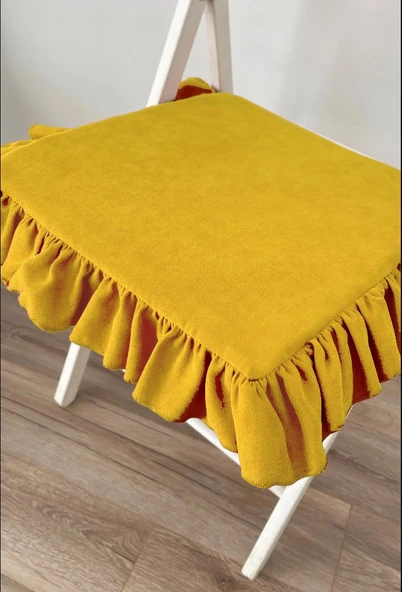 Fırfırlı Sıvı & Leke Itici Iskandinav Sandalye Minderi Güneş Sarı - 2