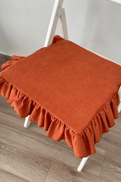 Fırfırlı Sıvı & Leke Itici Iskandinav Sandalye Minderi Tarçın Kiremit - 4