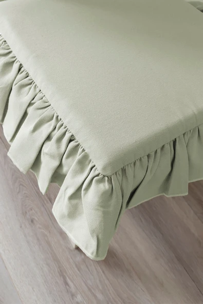 Fırfırlı Sıvı & Leke Itici Iskandinav Sandalye Minderi Su Yeşili - 2