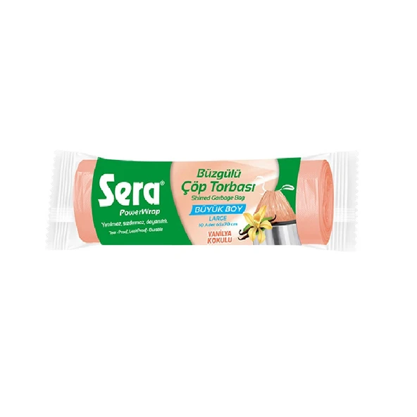 Sera Çöp Torbası Büzgülü Vanilya Kokulu Büyük Boy 10 Lu 65 x 70 Cm x 15 Paket - Resim 2